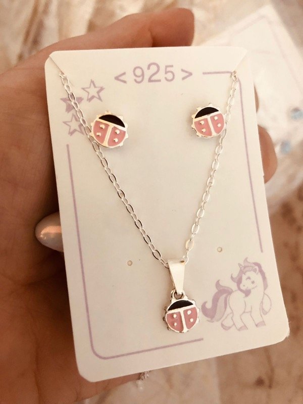 Producto - Conjunto vaquita de san Antonio Rosa pastel Plata