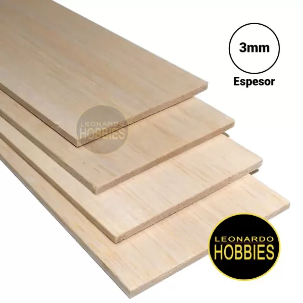 Producto - Plancha de Madera Balsa 7,5cm x 90cm - Espesor 3mm