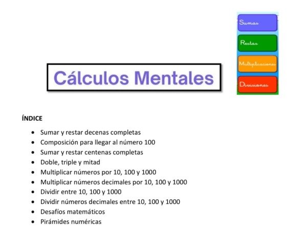Producto - Cuadernillo Cálculos Mentales y Desafíos Matemáticos. Niños 8 a 12 años. - 1
