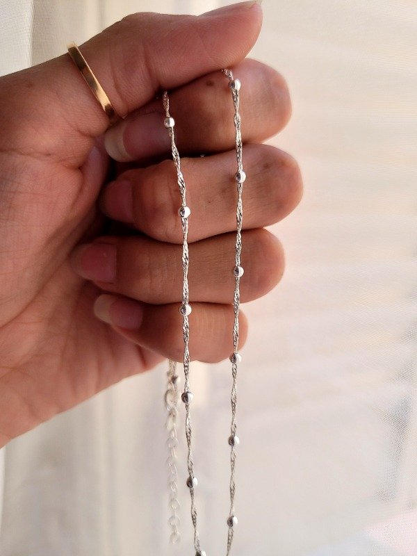 Producto - Gargantilla turbillon + bolitas Plata 925 - 43 cm + 5 cm ext