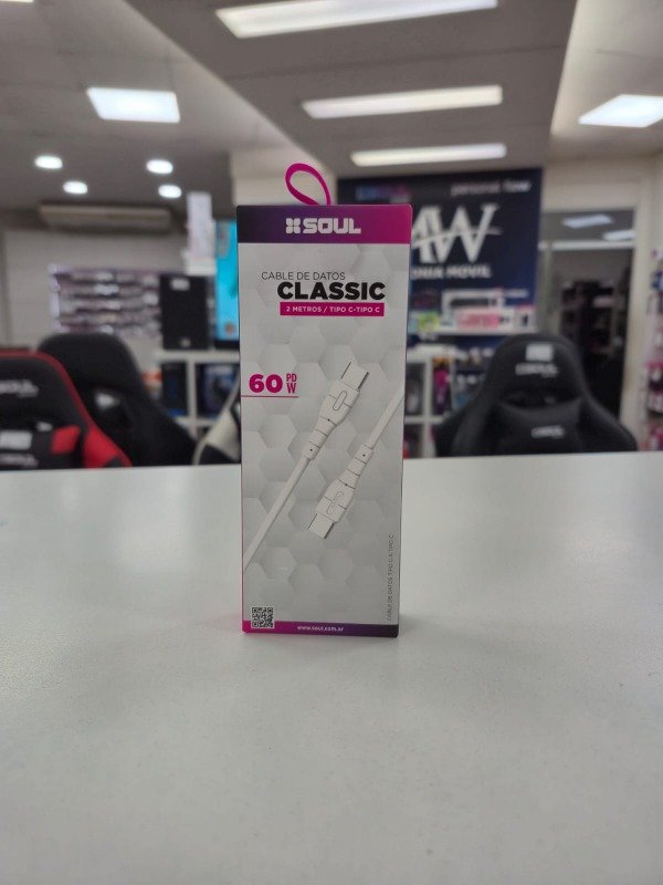 Producto - Cable USB Clásicc Soul 2 Metros Tipo C a Tipo C PD USB-CLPD60TT2M