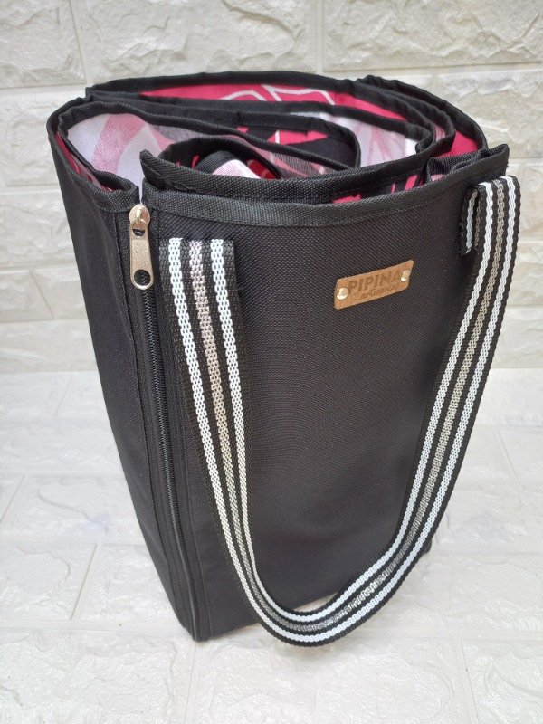 Producto - Bolso mantel negro con hoja fuccia