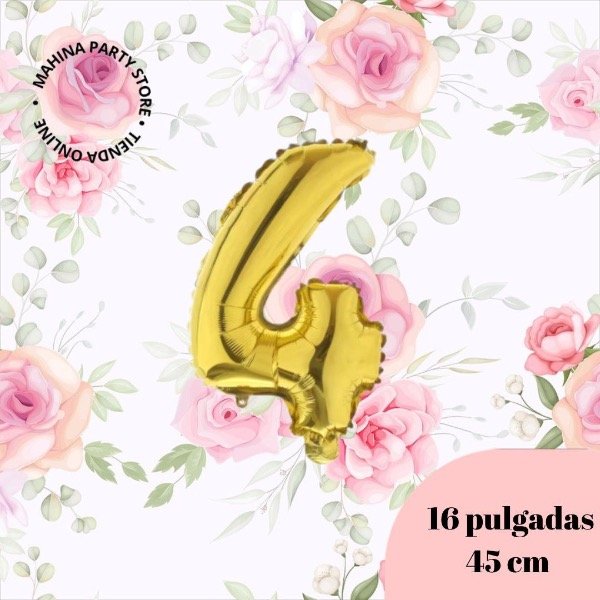 Producto - Globo número 4 dorado 16"