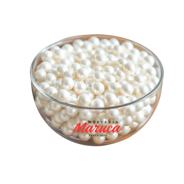 Producto - Perlas acrílicas blancas.