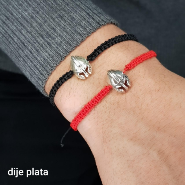 Producto - PULS.HOMB.FP - Pulsera tejida regulable casco de plata (DÓLAR)