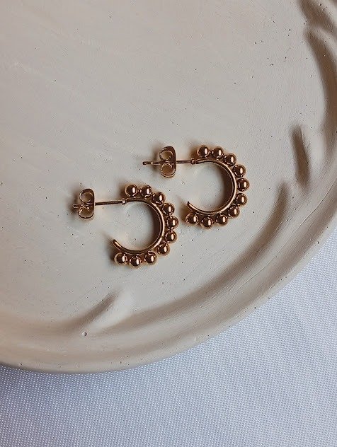 Producto - Aritos pelotitas - Acero dorado (2 cm)