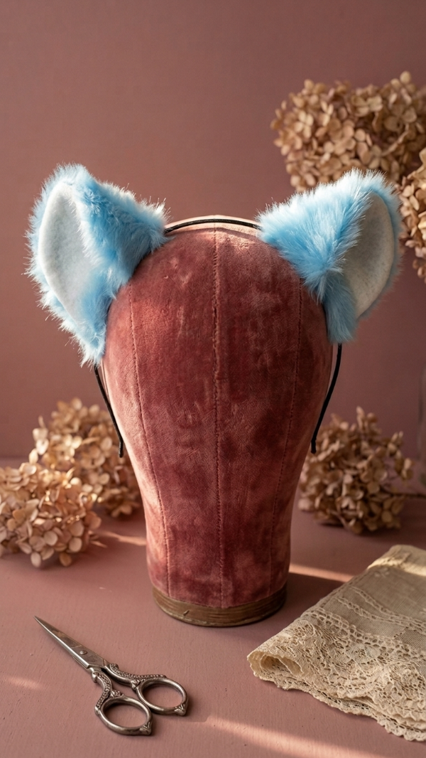 Producto - Vincha de gato neko simple celeste