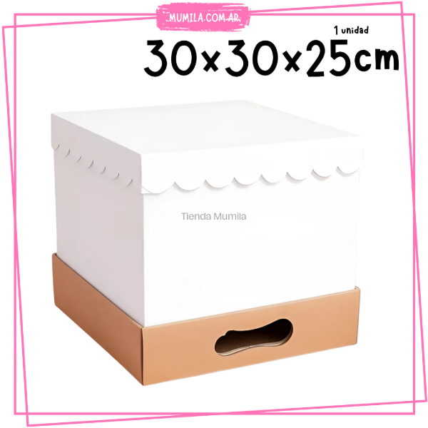Producto - Caja Torta 30x30x25cm Blanca