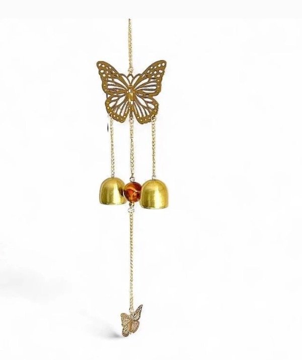 Producto - Colgante movil llamador mariposa 2 campanas de metal