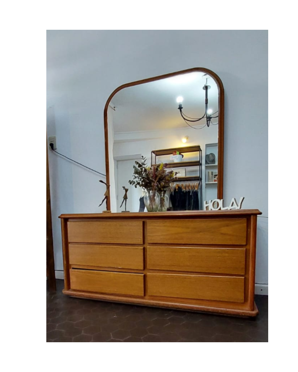 Producto - Cómoda de roble con espejo / 180x140x45