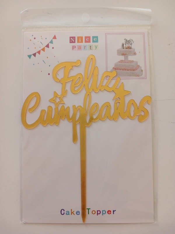 Producto - Cake Topper Acrílico "FC" Dorado M03