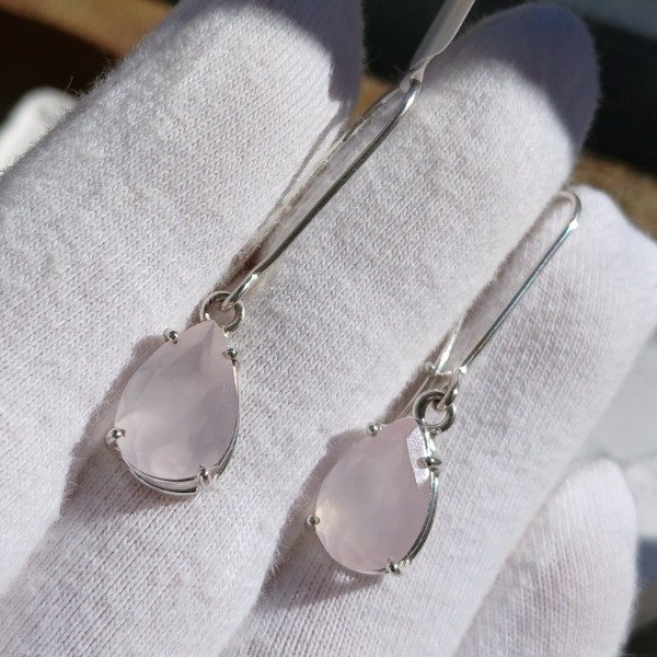 Producto - Aros plata 925 con cuarzo rosado