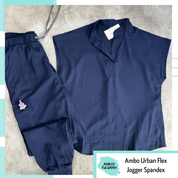 Producto - Ambo Urban Flex - Azul Liso (cuello mao)