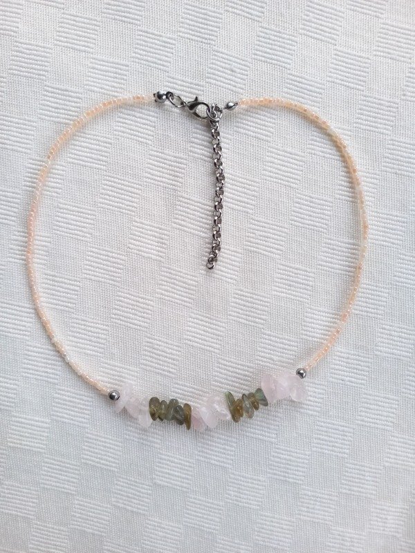 Producto - Gargantilla Aura - Cuarzo Rosa y Labradorita