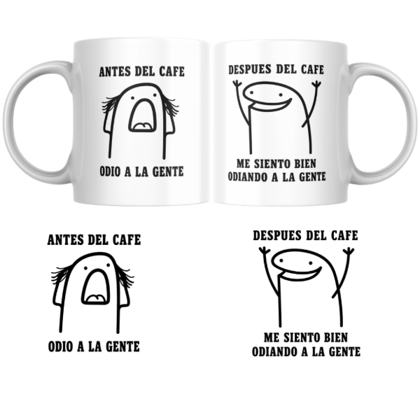 Producto - Taza - antes del cafe odio a la gente despues del cafe me siento bien odiando - 0