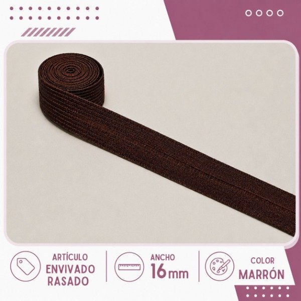 Producto - Elástico partido rasado cápsula marrón 15mm (por metro)