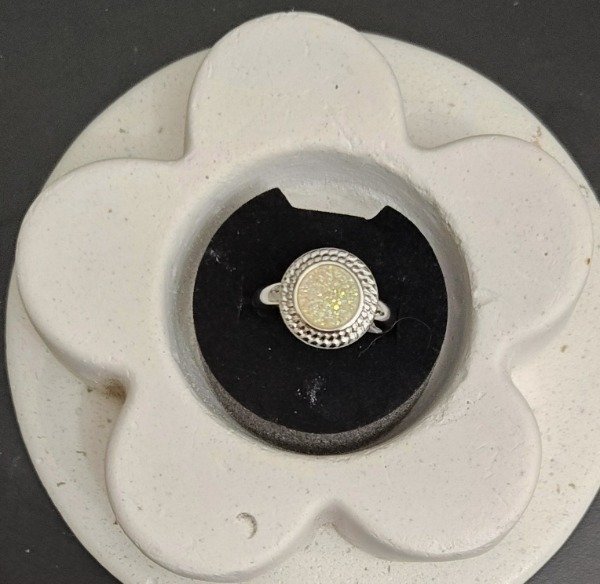 Producto - Anillo Circulo con puntitos y Cubik Blanco Nro 8