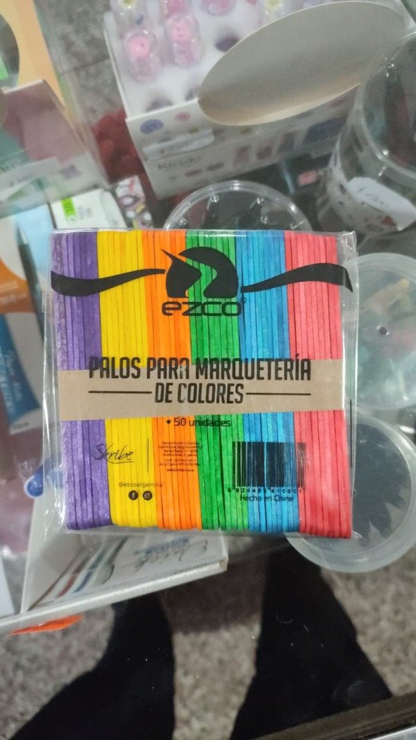 Producto - EZCO PALOS/PALITOS DE HELADO PARA MARQUETERIA DE COLORES 50 UNIDADES