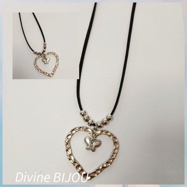 Producto - Lazos gamuzado negro corazón y mariposa