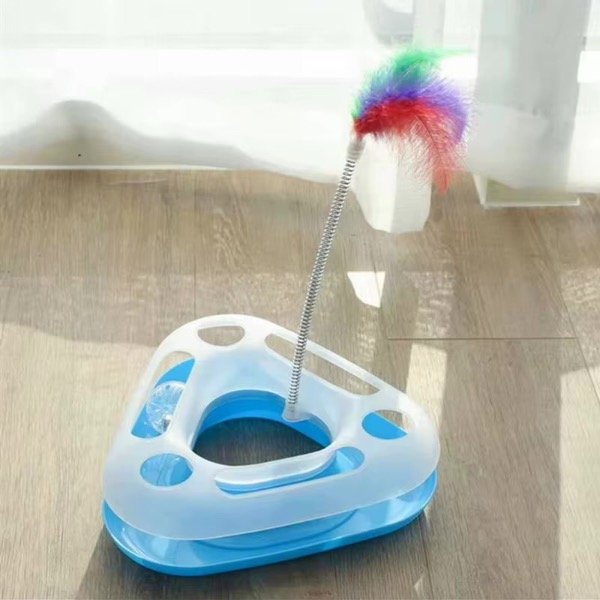 Producto - JUGUETE TRIÁNGULO PARA GATOS CON PELOTITA Y PLUMAS - 1