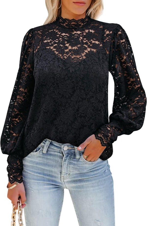 Producto - Blusa encaje negro HYM