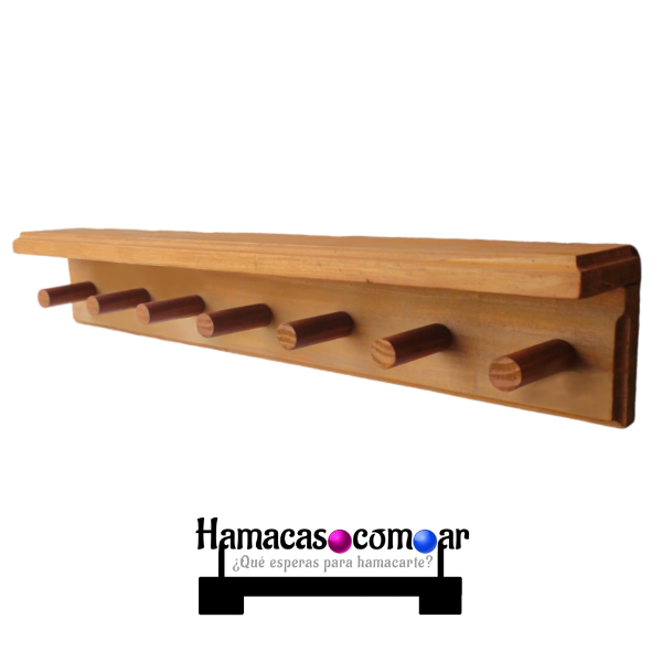 Producto - Perchero madera premium para pared largo 70 cm con 7 perchas