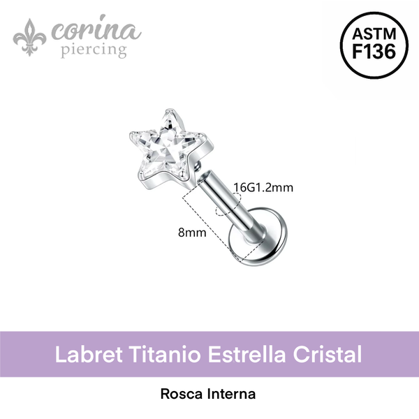 Producto - Labret Titanio Estrella Cristal