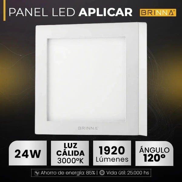 Producto - PLAFON PANEL LED CUADRADO APLICAR 24W CALIDO BRINNA - 1