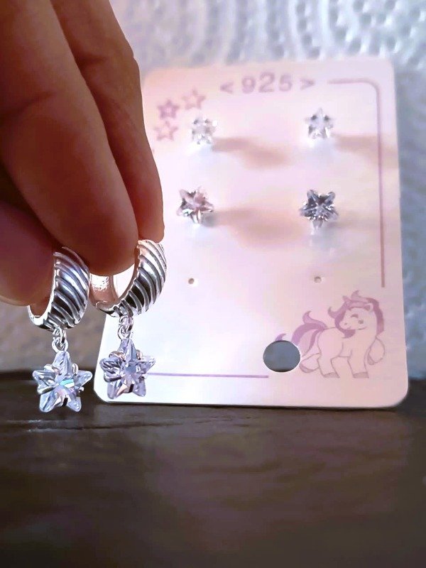 Producto - Argollas dije estrella (Combito con aros cierre mariposa)