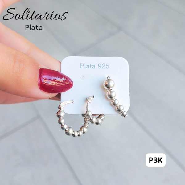 Producto - Pack 3 aros pelotitas solitarios