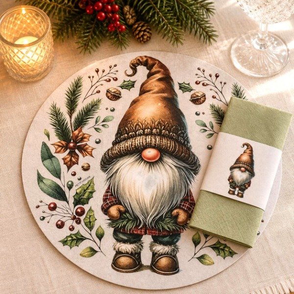 Producto - Set Platos De Sitio Papel + Porta Servilletas X 24 Unid. Navidad - 6