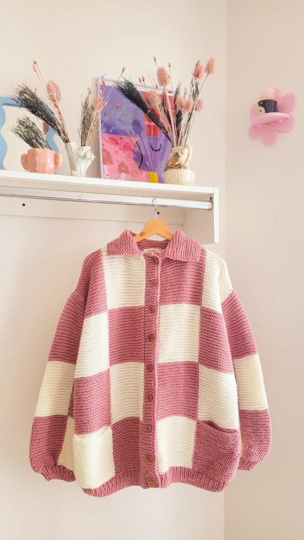 Producto - Cardi Damero Rosa Viejo