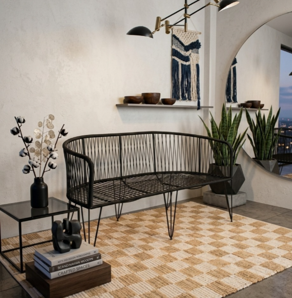 Producto - Sillón Gervasoni Grande (1,70m) en Hierro - Símil Yute - 3