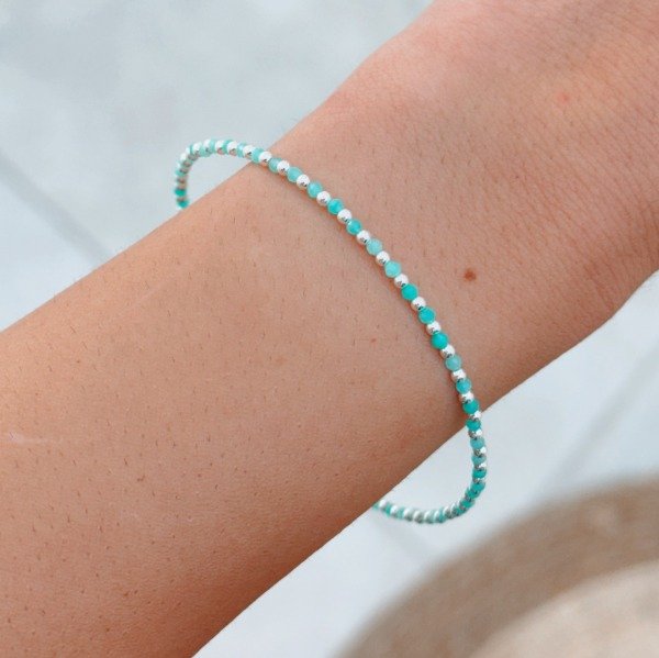 Producto - Pulsera Malena Verde Agua Plata 925
