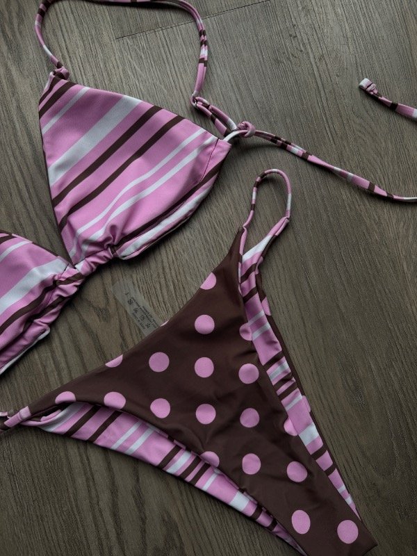 Producto - Bikini Polonia chocolate y rosa - 1