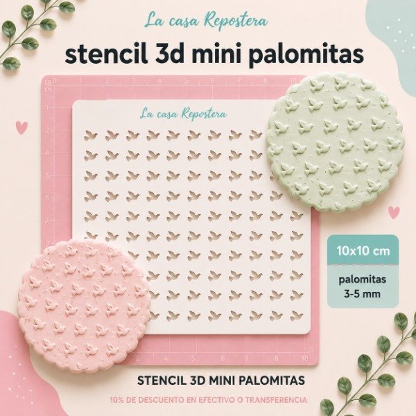 Producto - STENCIL PALOMAS 3D 10cm x 10cm