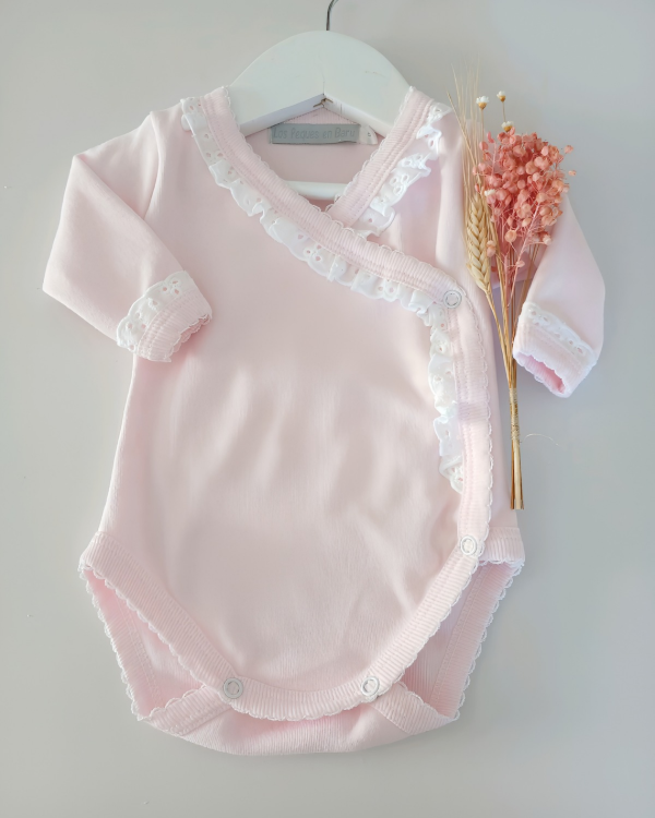 Producto - Body Kimono rosa con broderie