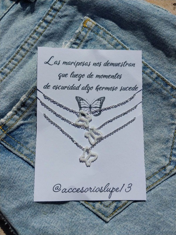 Producto - Cadenitas para compartir x3 mariposas