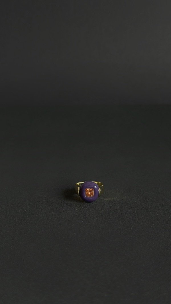 Producto - Anillo cerámica con piedra cubic (dorado) - 2