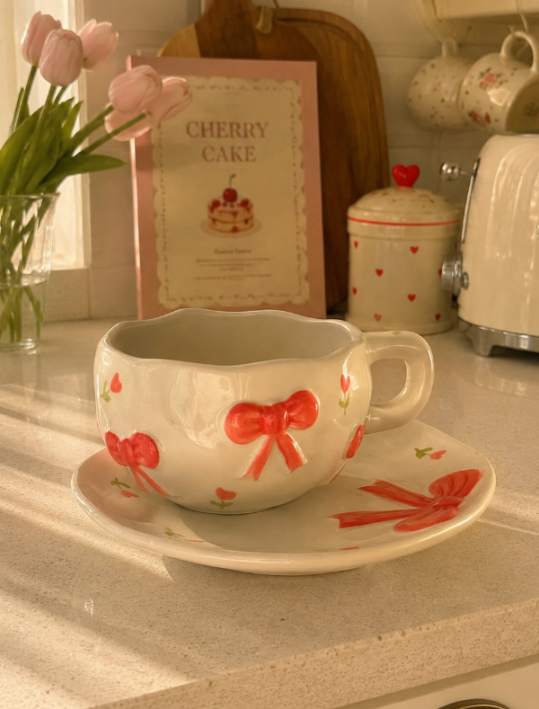 Producto - Taza con Platito Coquette Moños