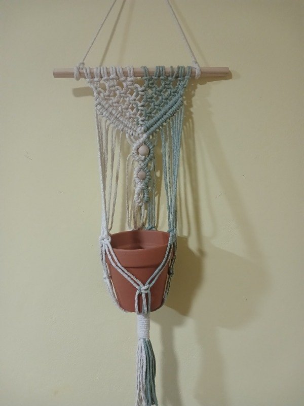 Producto - Portamaceta Colgante en Macramé- Bicolor