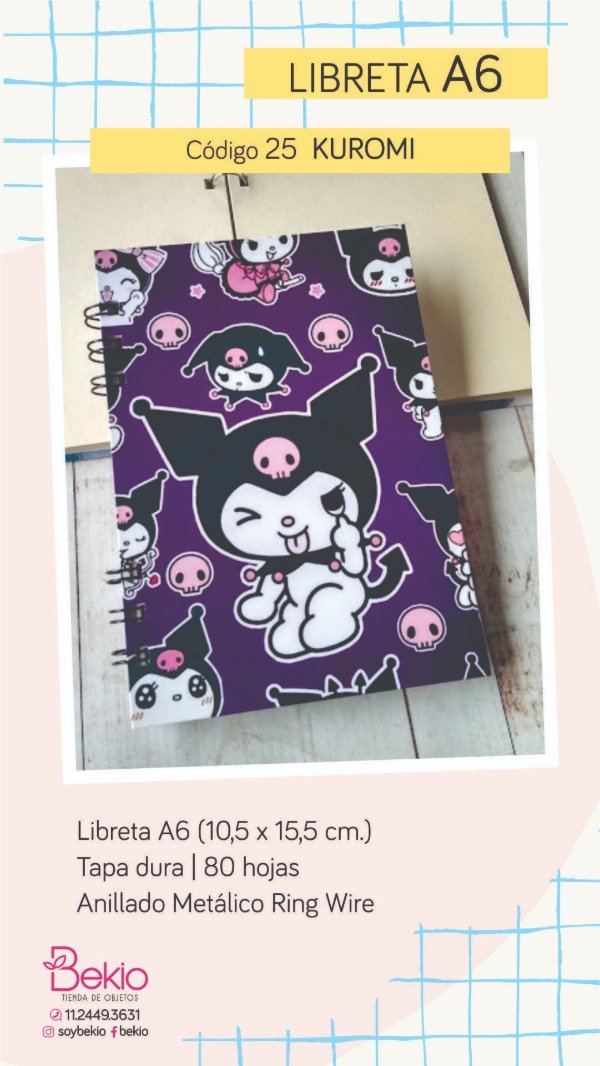 Producto - Libreta A6 - 25 Kuromi