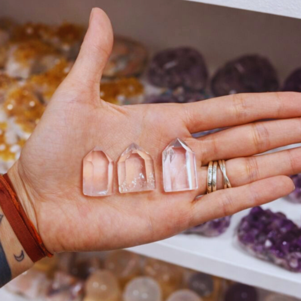 Producto - Set x3 Cuarzo Puntas cristal facetado 2.5 - 3cm - Apto terapias