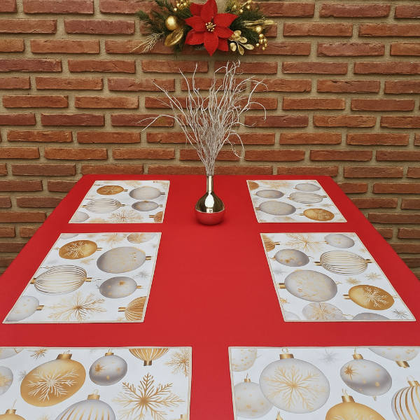 Producto - Individuales navidad borlas plateado