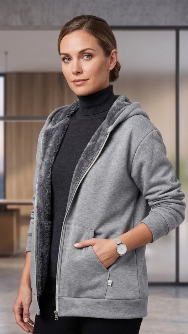 Producto - CAMPERA PELUCHE COLOR GRIS CLARO