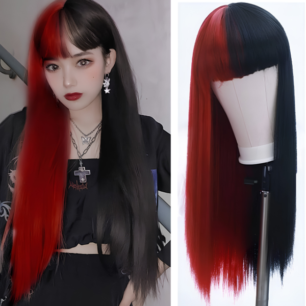 Producto - Peluca Bicolor Rojo/Negro