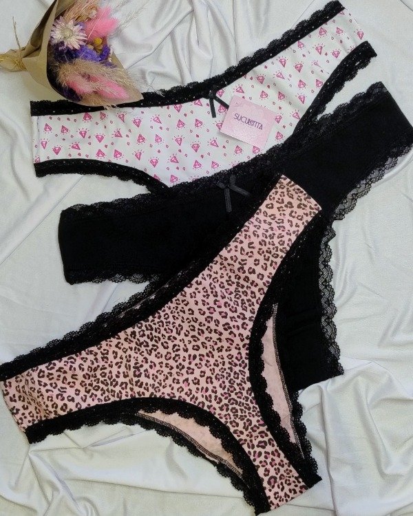 Producto - LESS CLÁSICAS PUNTILLA - MAX - BLANCA, PRINT ROSA, GRIS