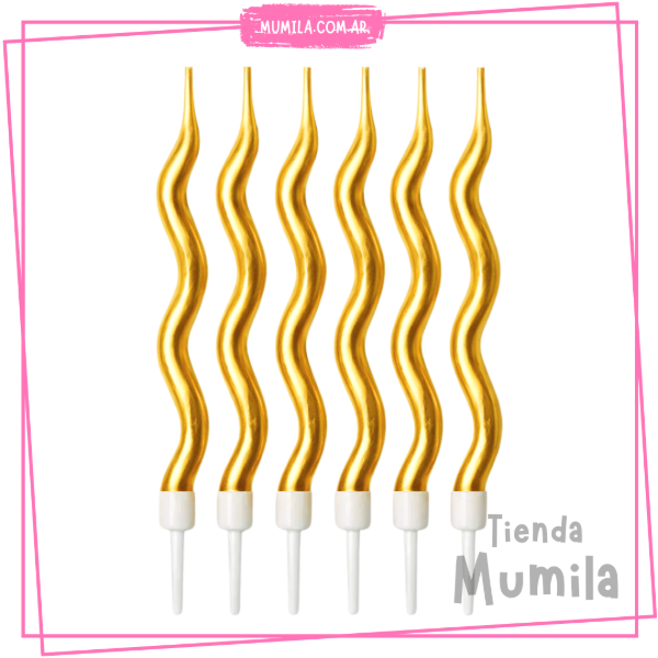 Producto - Velas doradas velas curvas 15cm x6