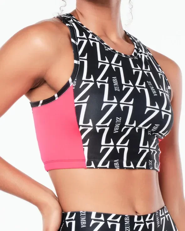 Producto - Zumba Prep High Neck Crop Tank - Pink Happy