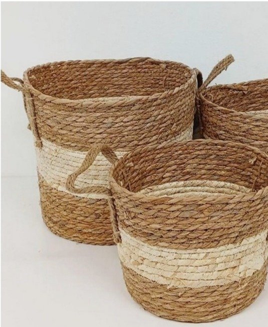 Producto - Set de 3 canastos de mimbre combinado